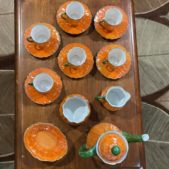 VTG P.A.L.T. Czech Orange Lusterware Tea Set - Picture 10 of 14